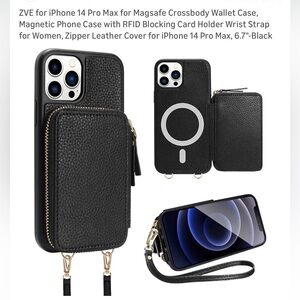 Black Leather iPhone 14 Pro Max Wallet Case